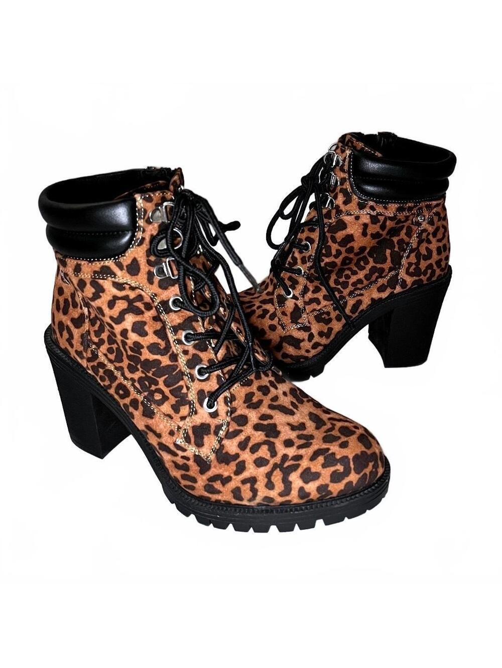 Torrid Women's Leopard Print Ankle Boots Size 8.5WW Extra Wide Width